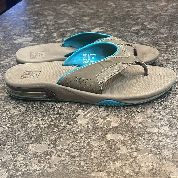 Reef Sz 12 Men’s Bottle Opener Flip Floos Gray Teal Sandals - Picture 1 of 12